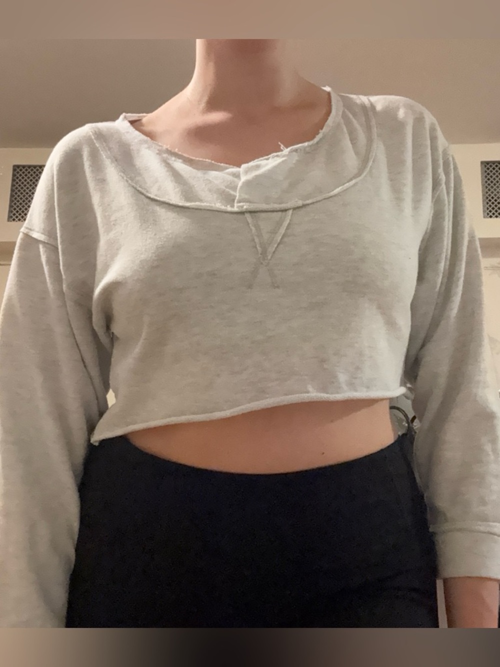 Intimately Free People Cropped Raw Edge Crewneck Sweatshirt